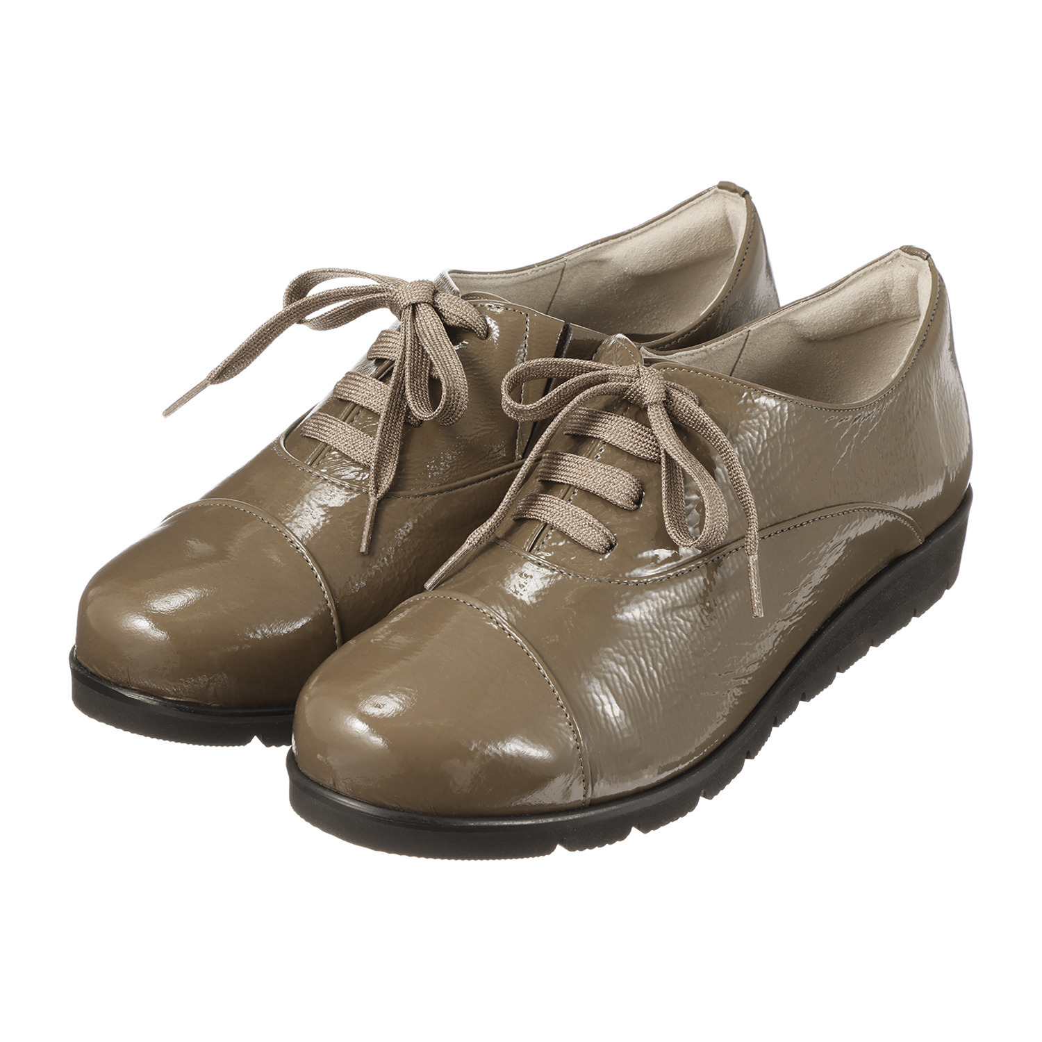 ミスキョウコ 日本製 牛革ソフトエナメル レースアップ 軽量トラッドシューズ