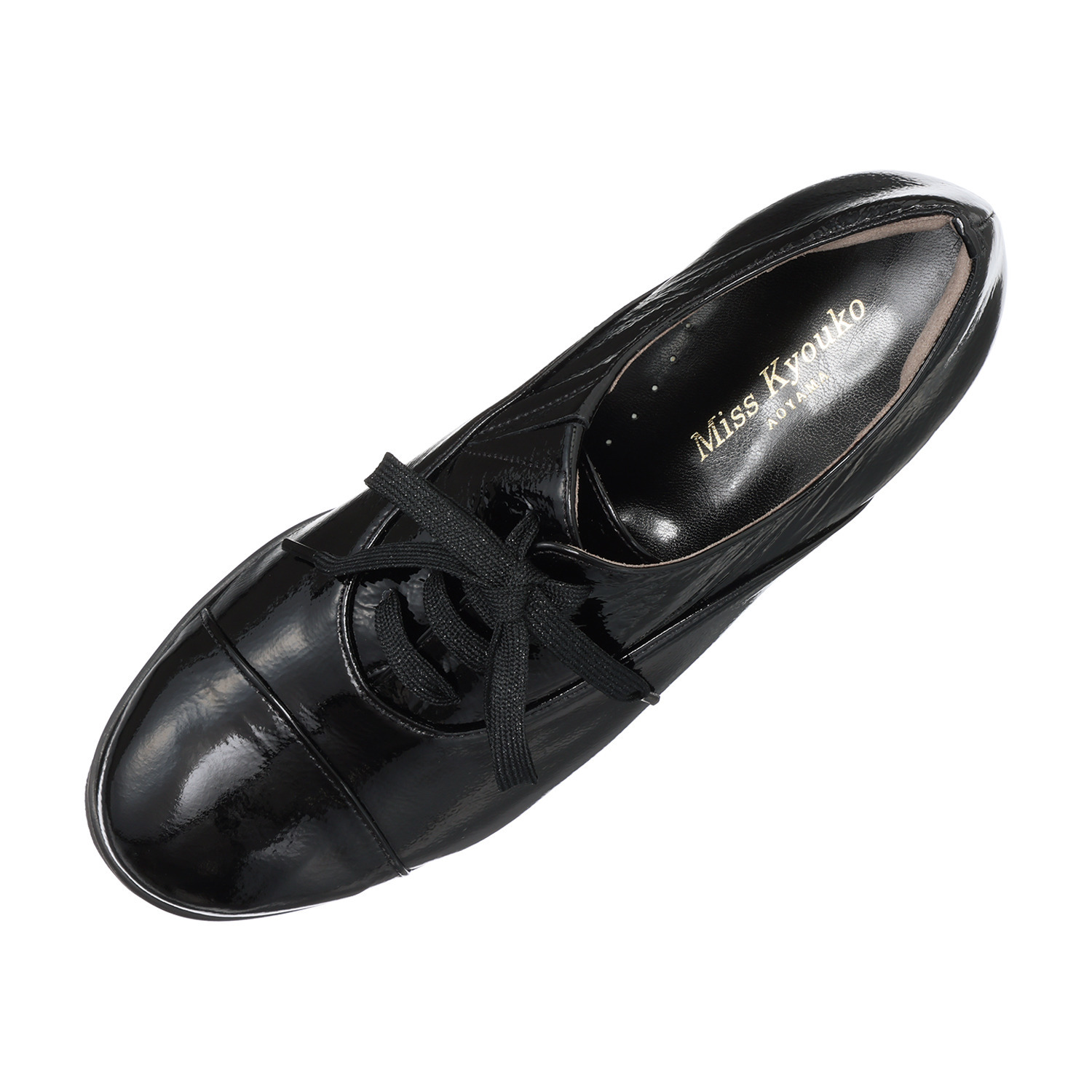 ミスキョウコ 日本製 牛革ソフトエナメル レースアップ 軽量トラッドシューズ