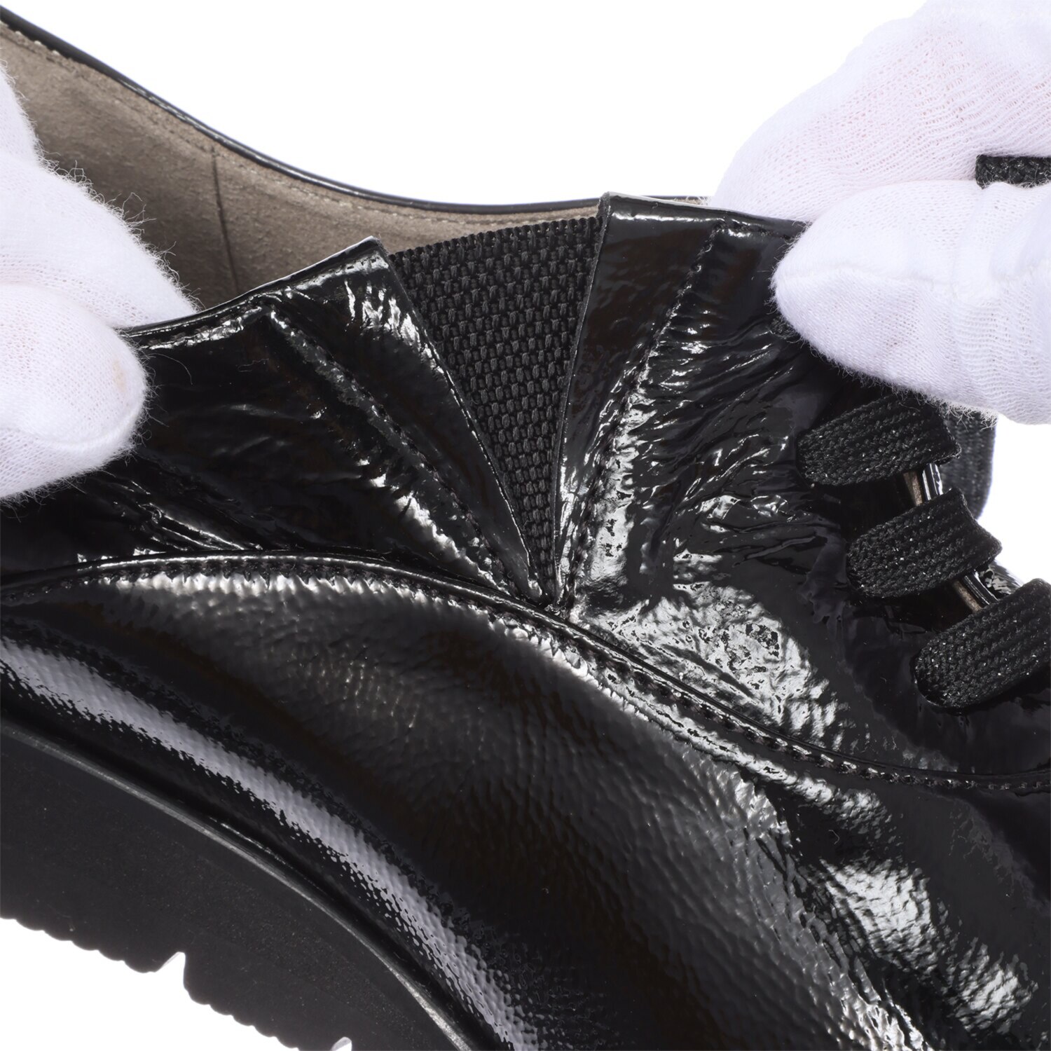 ミスキョウコ 日本製 牛革ソフトエナメル レースアップ 軽量トラッドシューズ