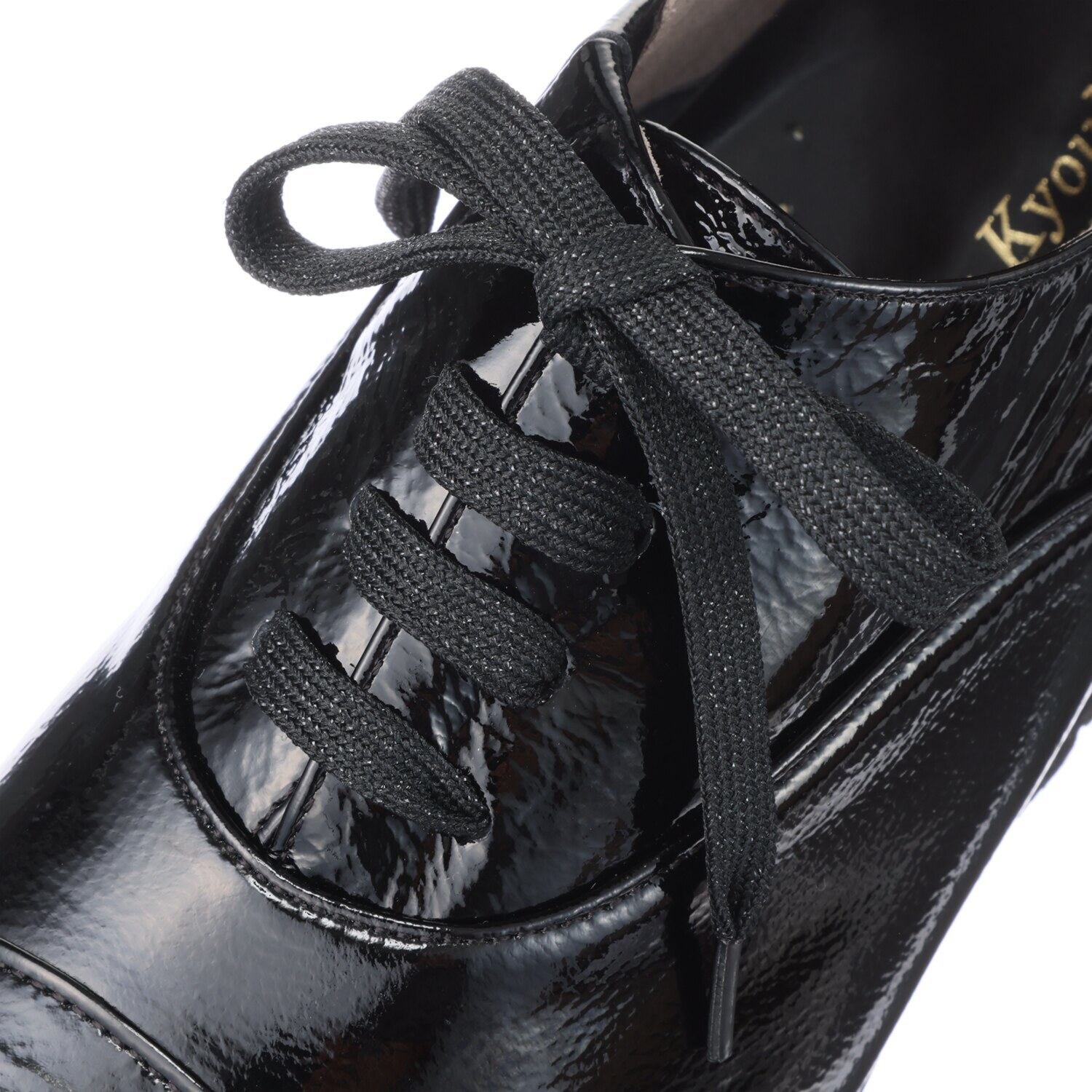 ミスキョウコ 日本製 牛革ソフトエナメル レースアップ 軽量トラッドシューズ