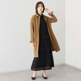 フーア ボタンアクセント グログラントリミング シャツコート