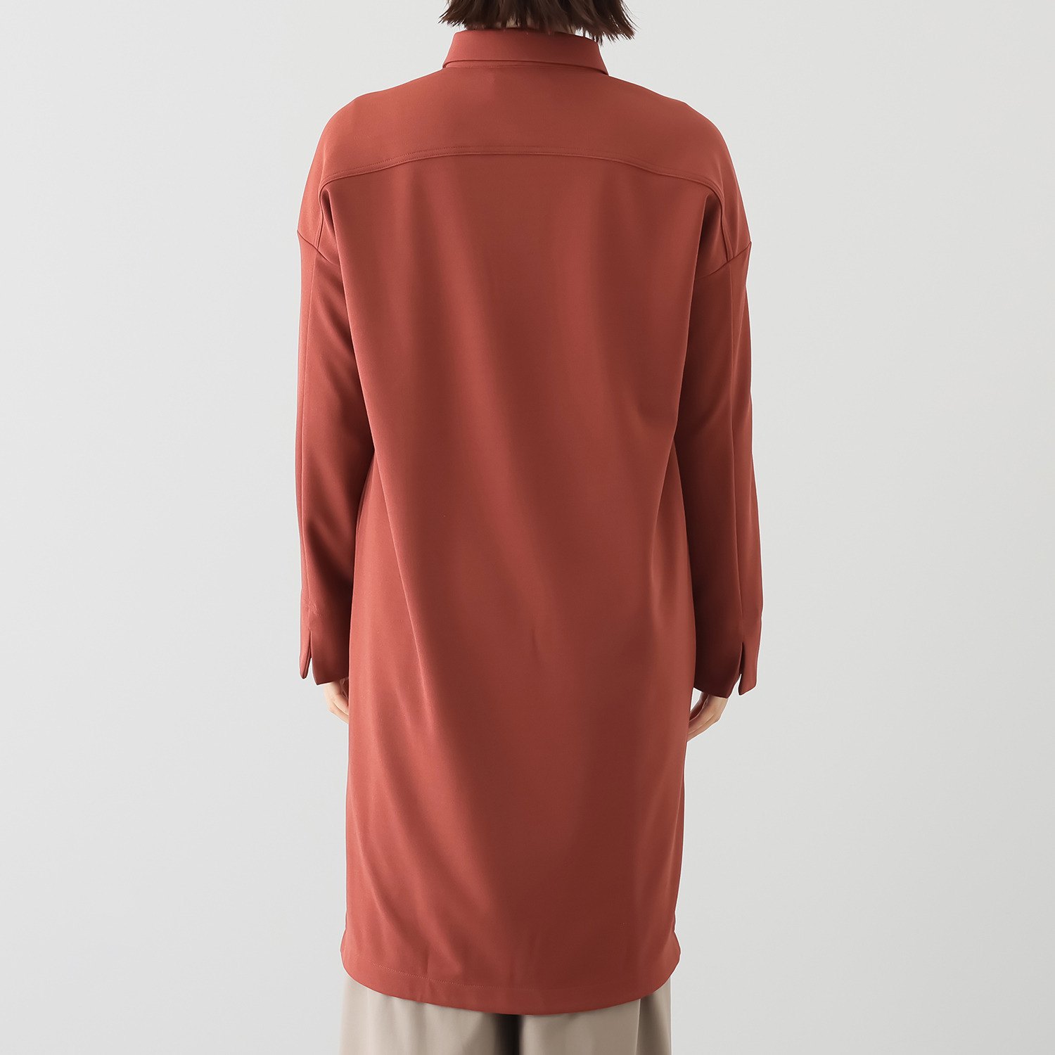 フーア ボタンアクセント グログラントリミング シャツコート