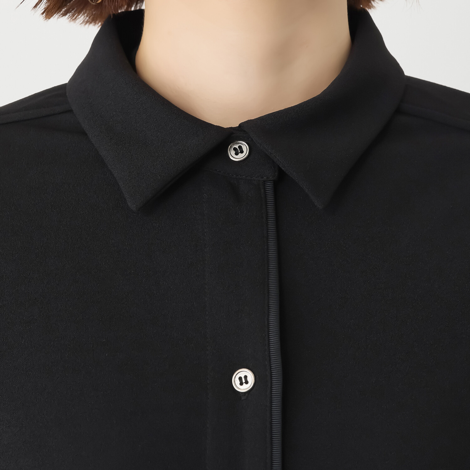 フーア ボタンアクセント グログラントリミング シャツコート