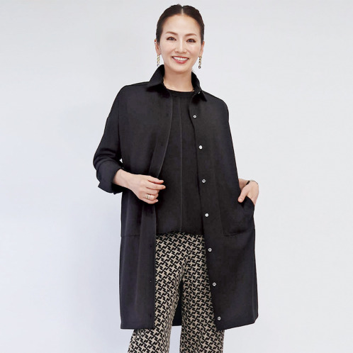 フーア ボタンアクセント グログラントリミング シャツコート フーア ボタンアクセント グログラントリミング シャツコート