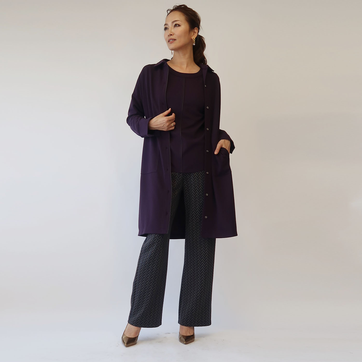 フーア ニットジャガード ストレッチパンツ