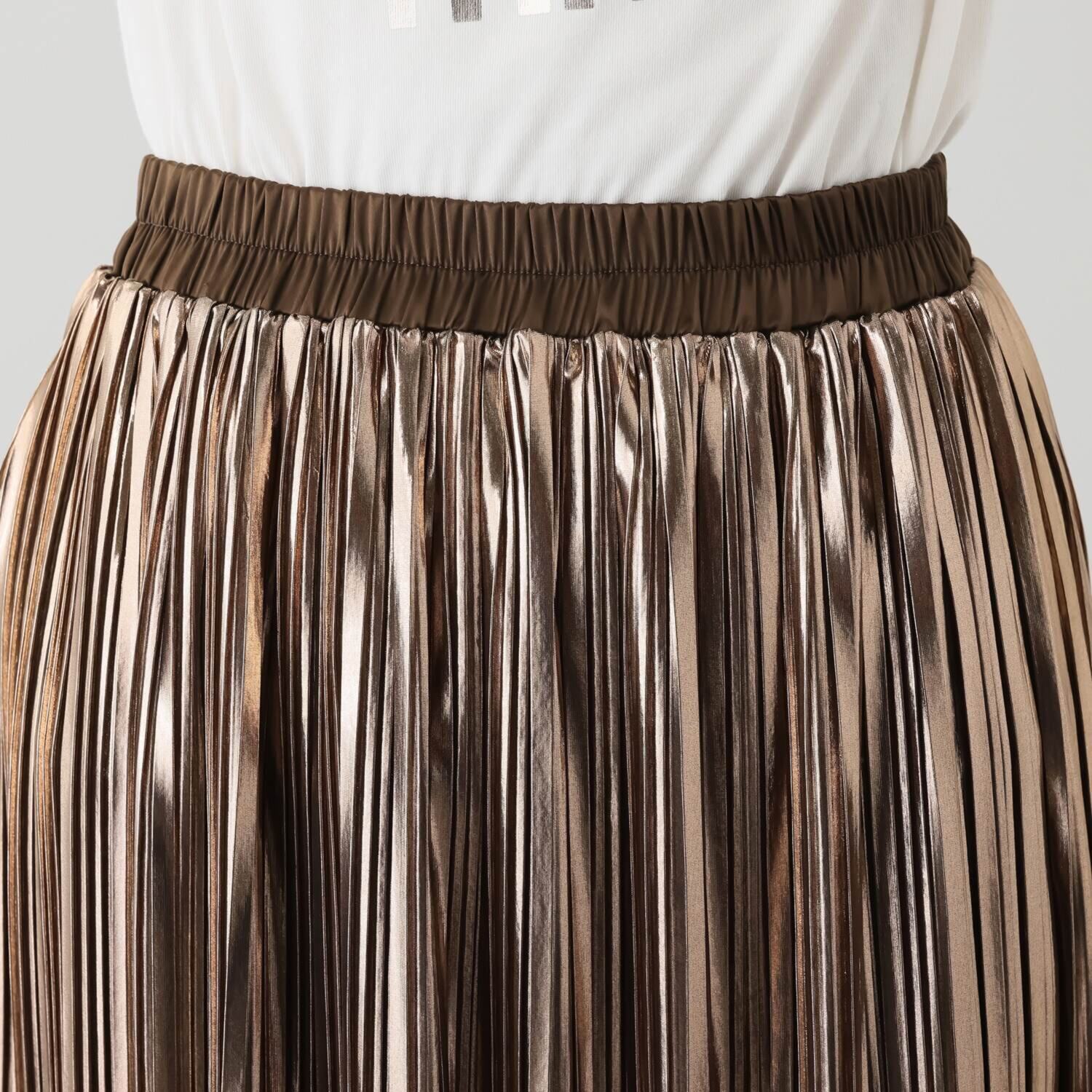 フーア メタリックプリーツ ロングスカート