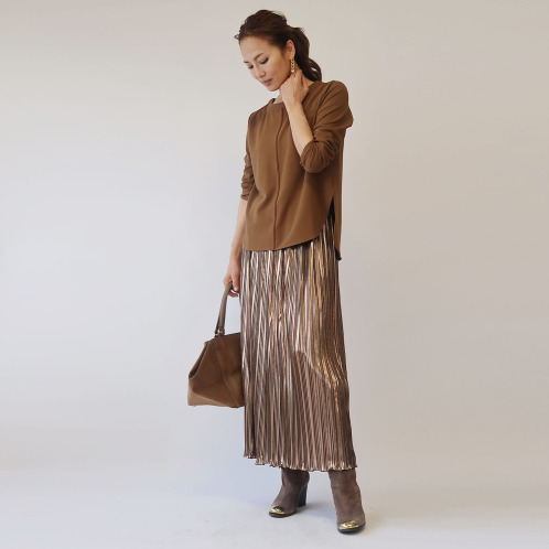 フーア メタリックプリーツ ロングスカート フーア メタリックプリーツ ロングスカート