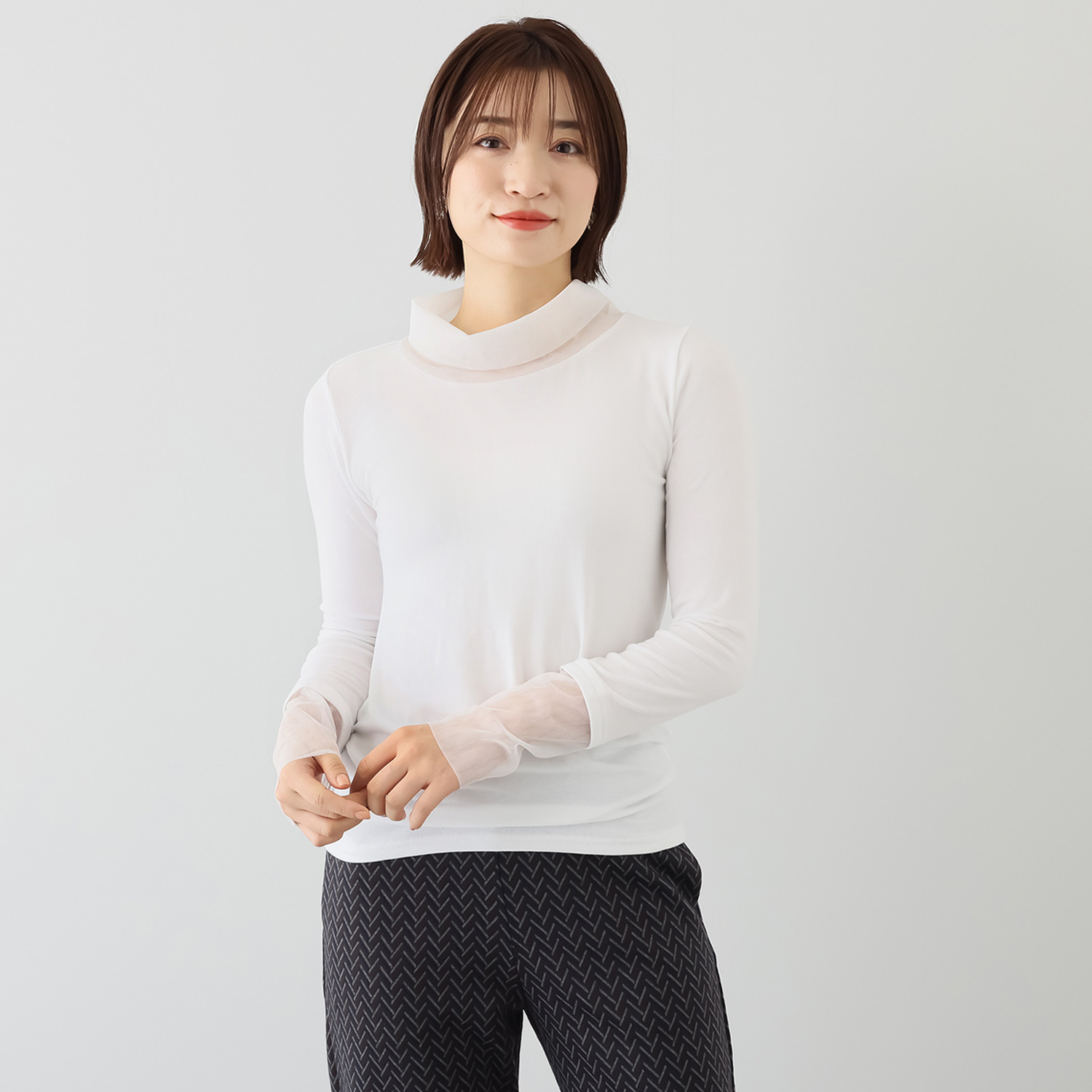 フーア チュールミックス のびのびカットソー プルオーバー