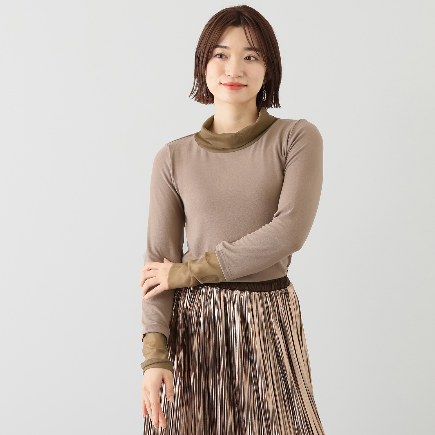 フーア チュールミックス のびのびカットソー プルオーバー