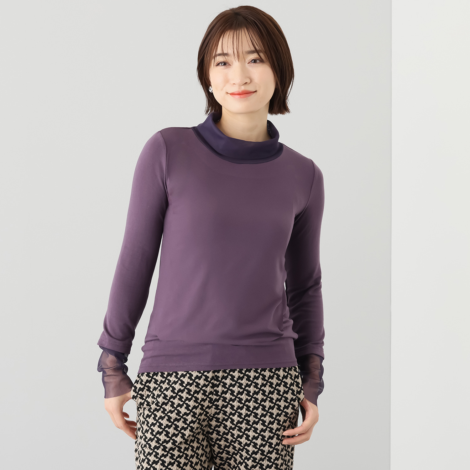 フーア チュールミックス のびのびカットソー プルオーバー