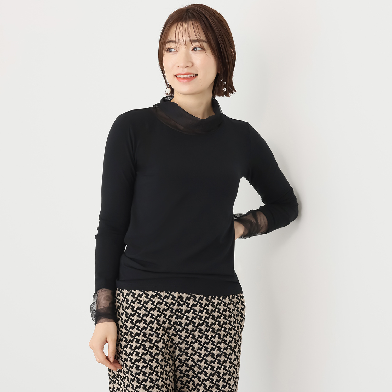 フーア チュールミックス のびのびカットソー プルオーバー