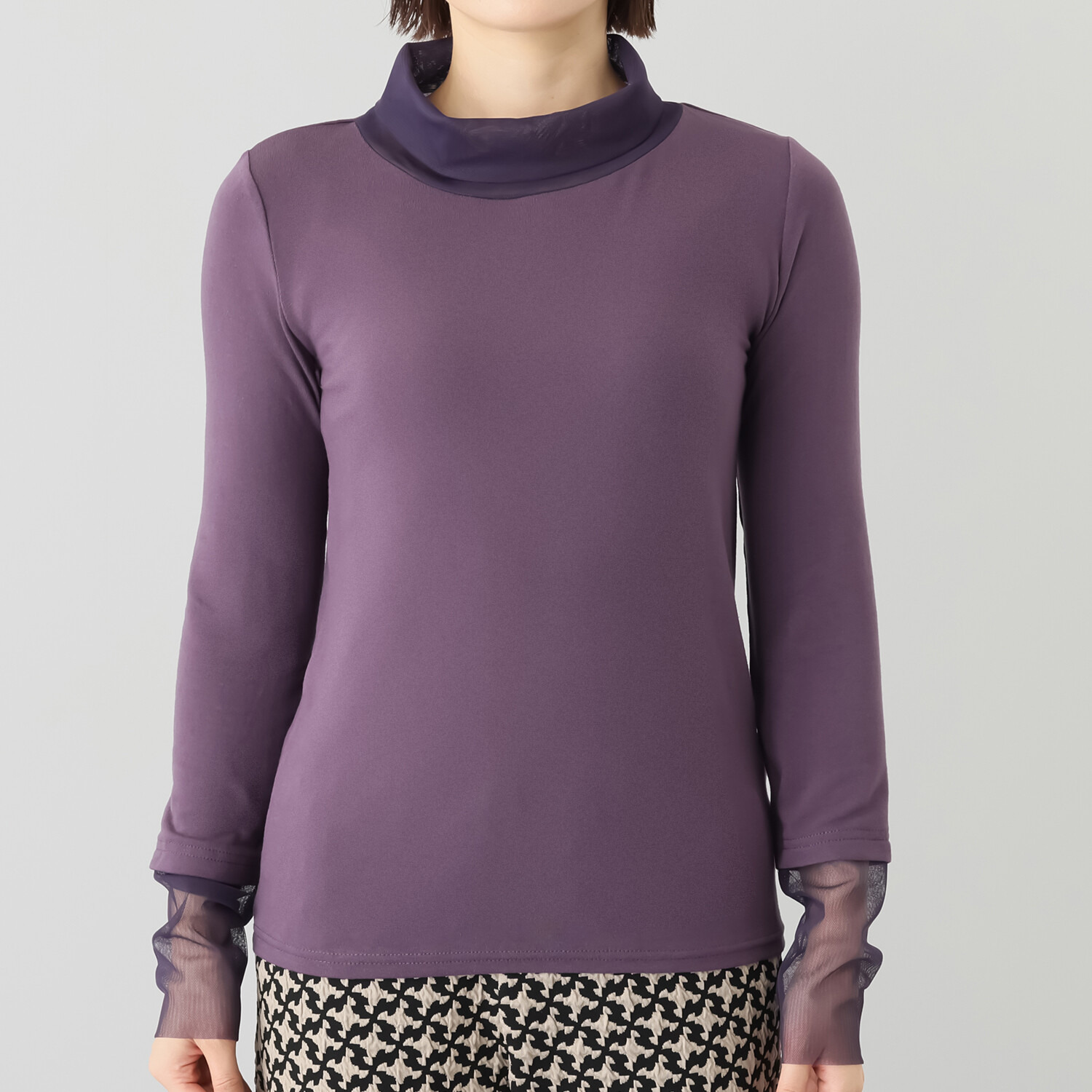 フーア チュールミックス のびのびカットソー プルオーバー