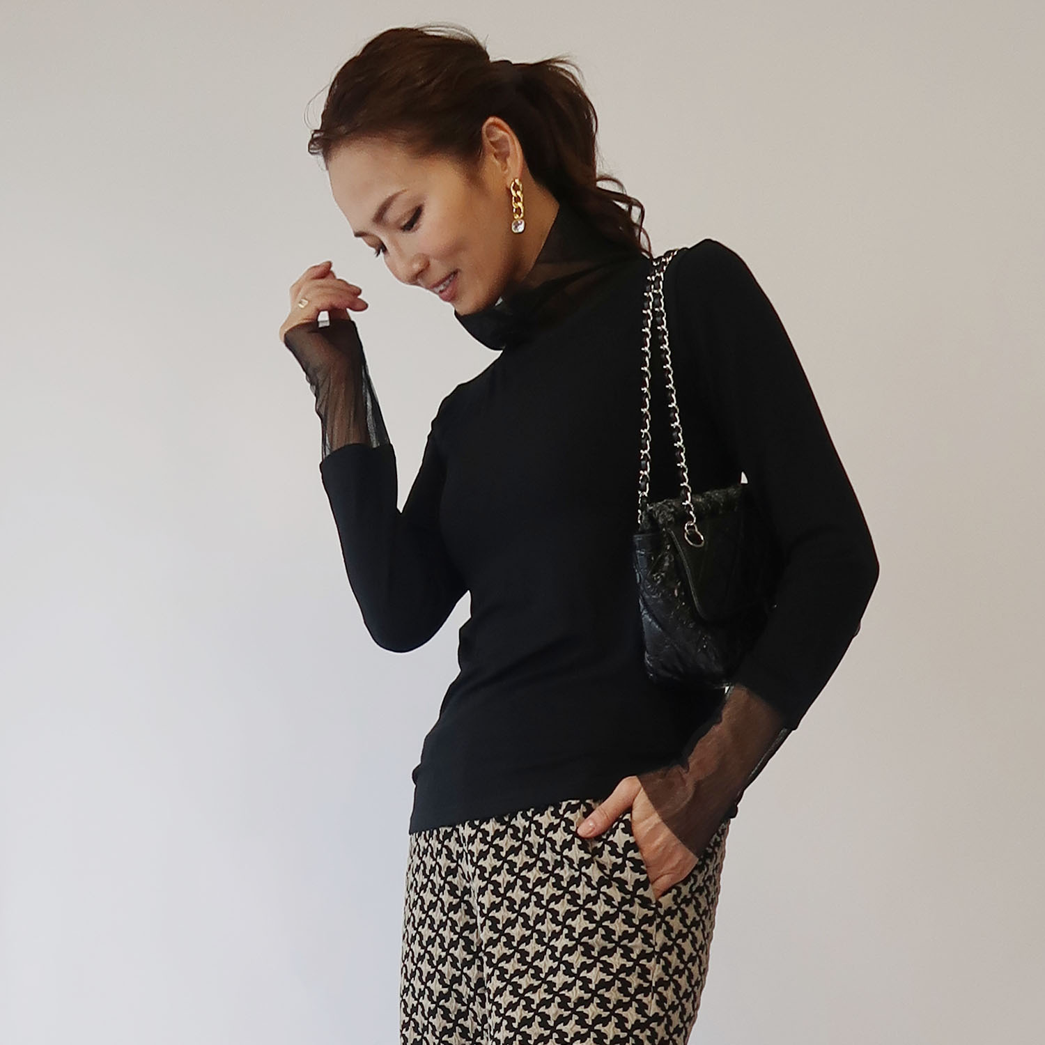 フーア チュールミックス のびのびカットソー プルオーバー