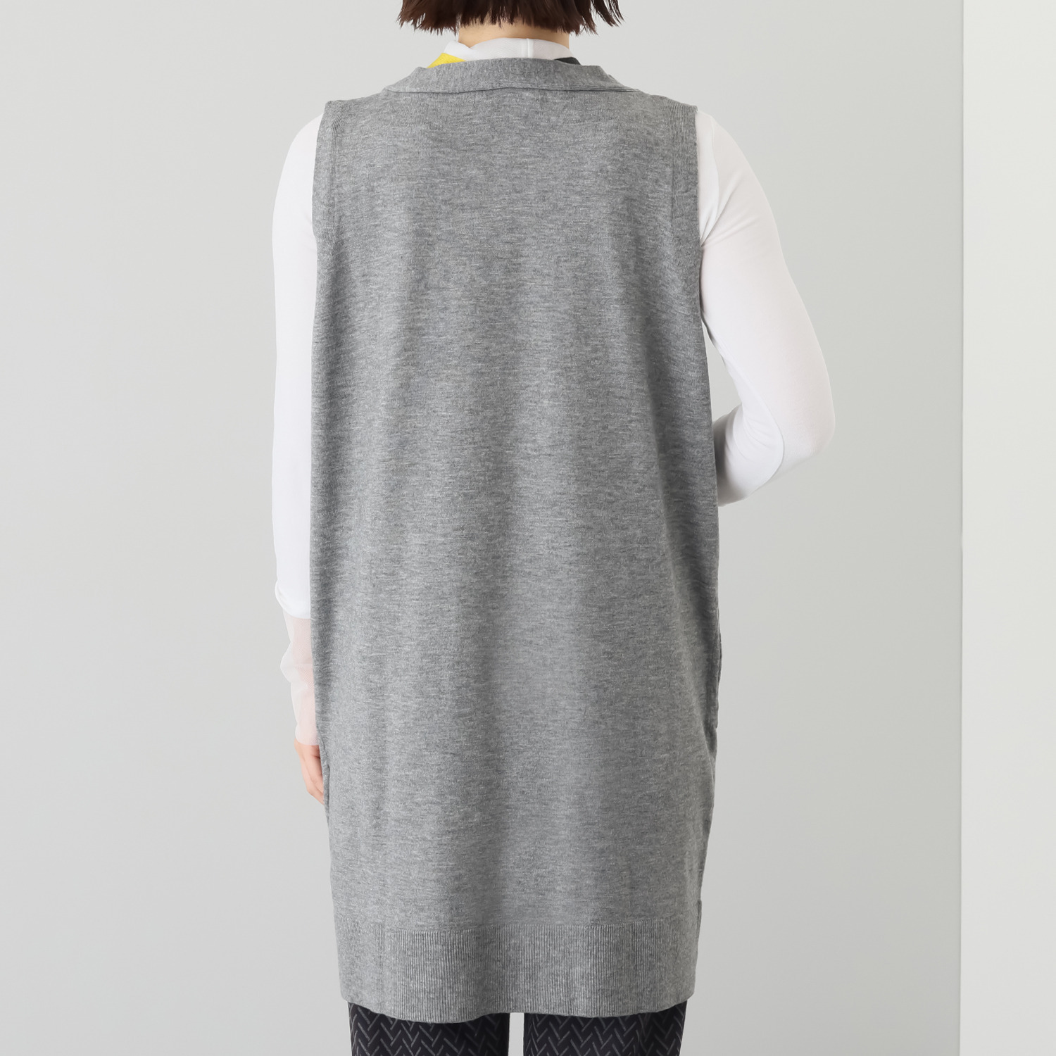 フーア 配色アクセント ニットロングジレ