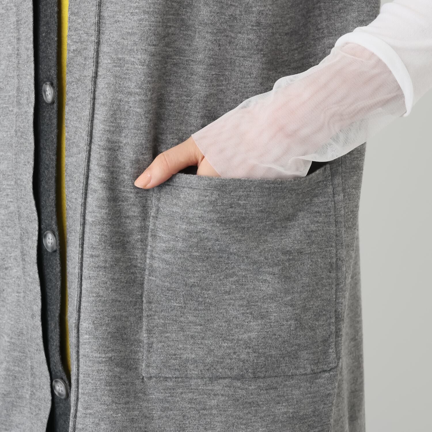 フーア 配色アクセント ニットロングジレ