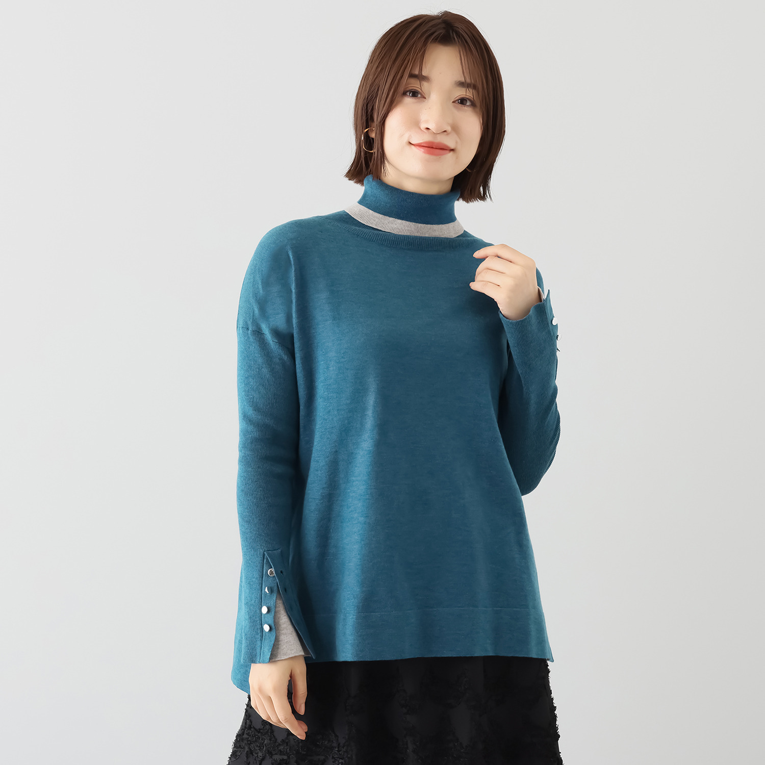 フーア 配色アクセント ニットプルオーバー