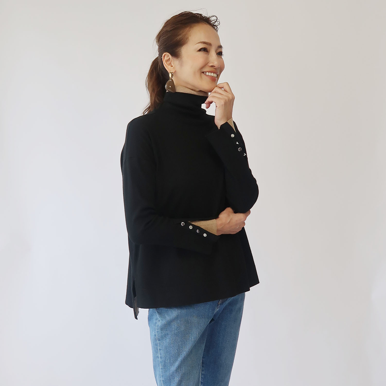 フーア 配色アクセント ニットプルオーバー