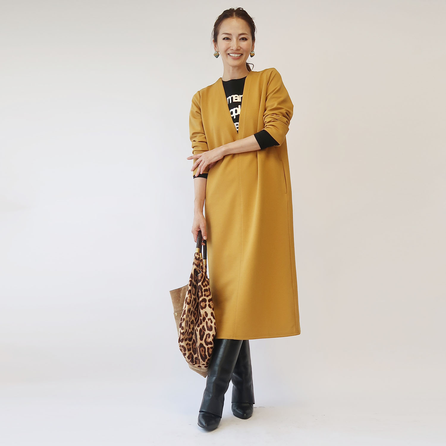 フーア ストレッチポンチ Ｖネック サックワンピース