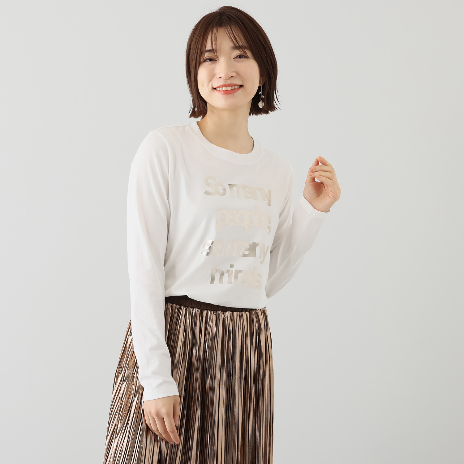 フーア 箔プリント ロングスリーブＴシャツ