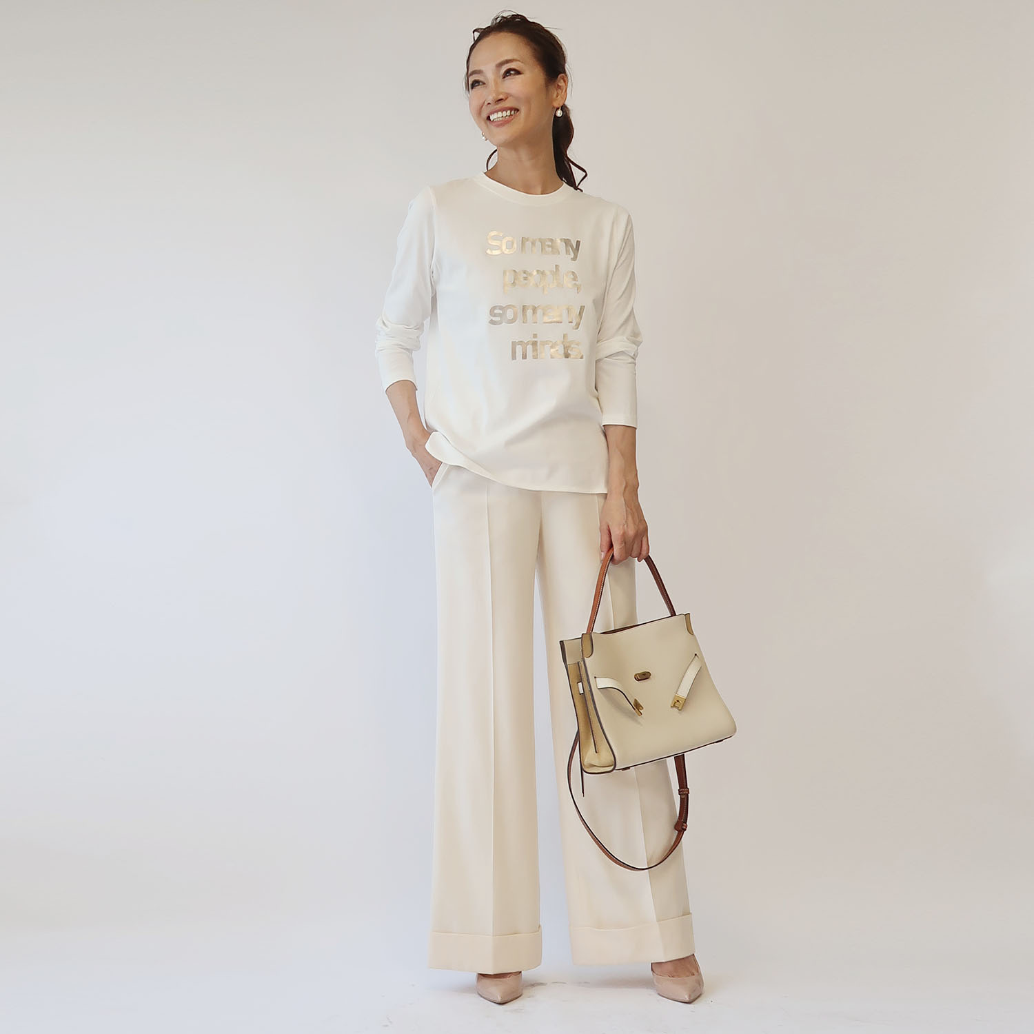 フーア 箔プリント ロングスリーブＴシャツ