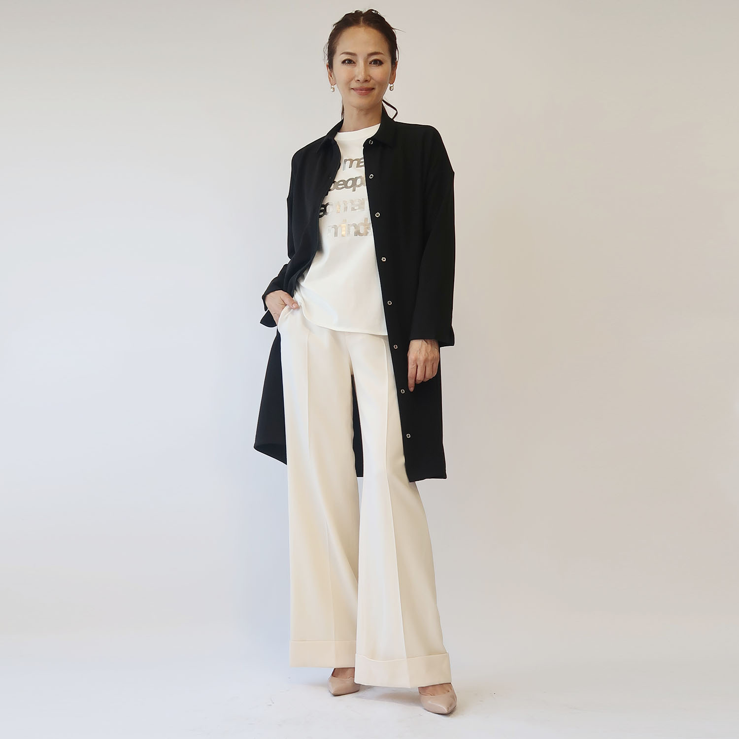 フーア 箔プリント ロングスリーブＴシャツ