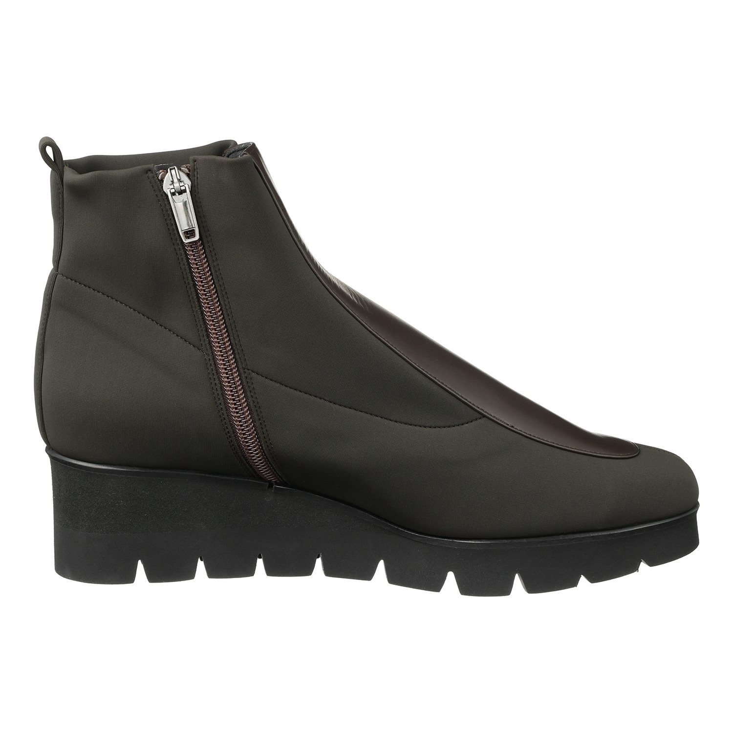 ミスキョウコ 日本製 はっ水ソフト牛革 ストレッチ素材コンビ ショートブーツ