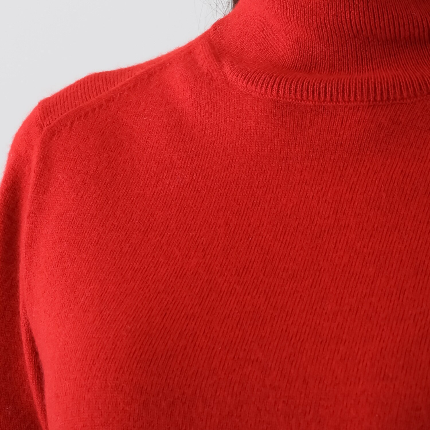 モカサン　ジュンコシマダ ウールカシミヤブレンド 配色 ハイネックプルオーバー