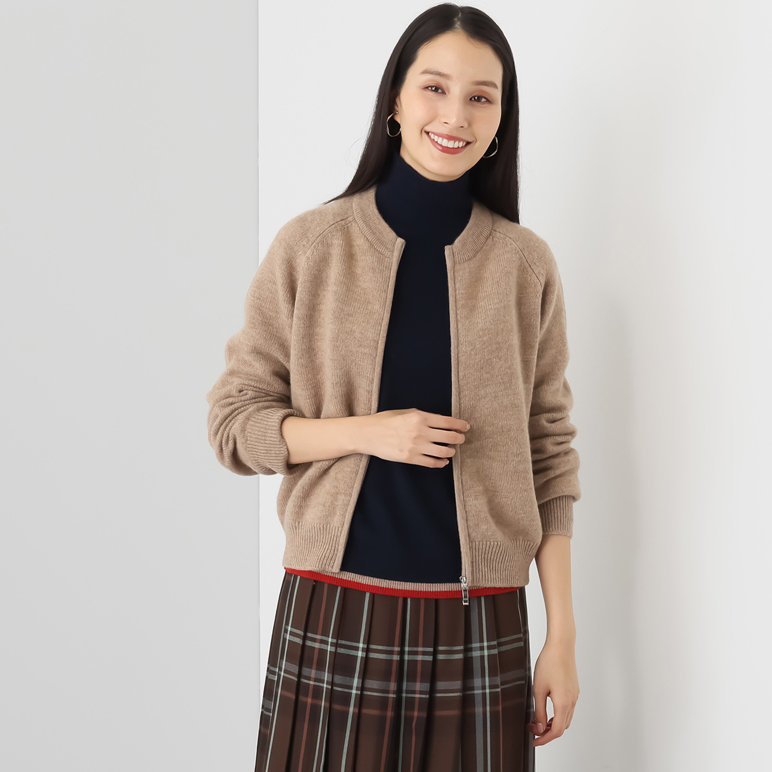 モカサン　ジュンコシマダ ウールカシミヤブレンド ジップアップジャケット