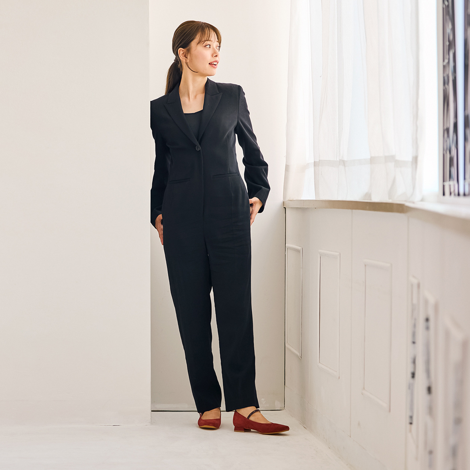 シェルシェエトワール メイドイン東京 はっ水 レザー柔らか仕立て あか抜け２ｃｍヒール メリージェーンパンプス