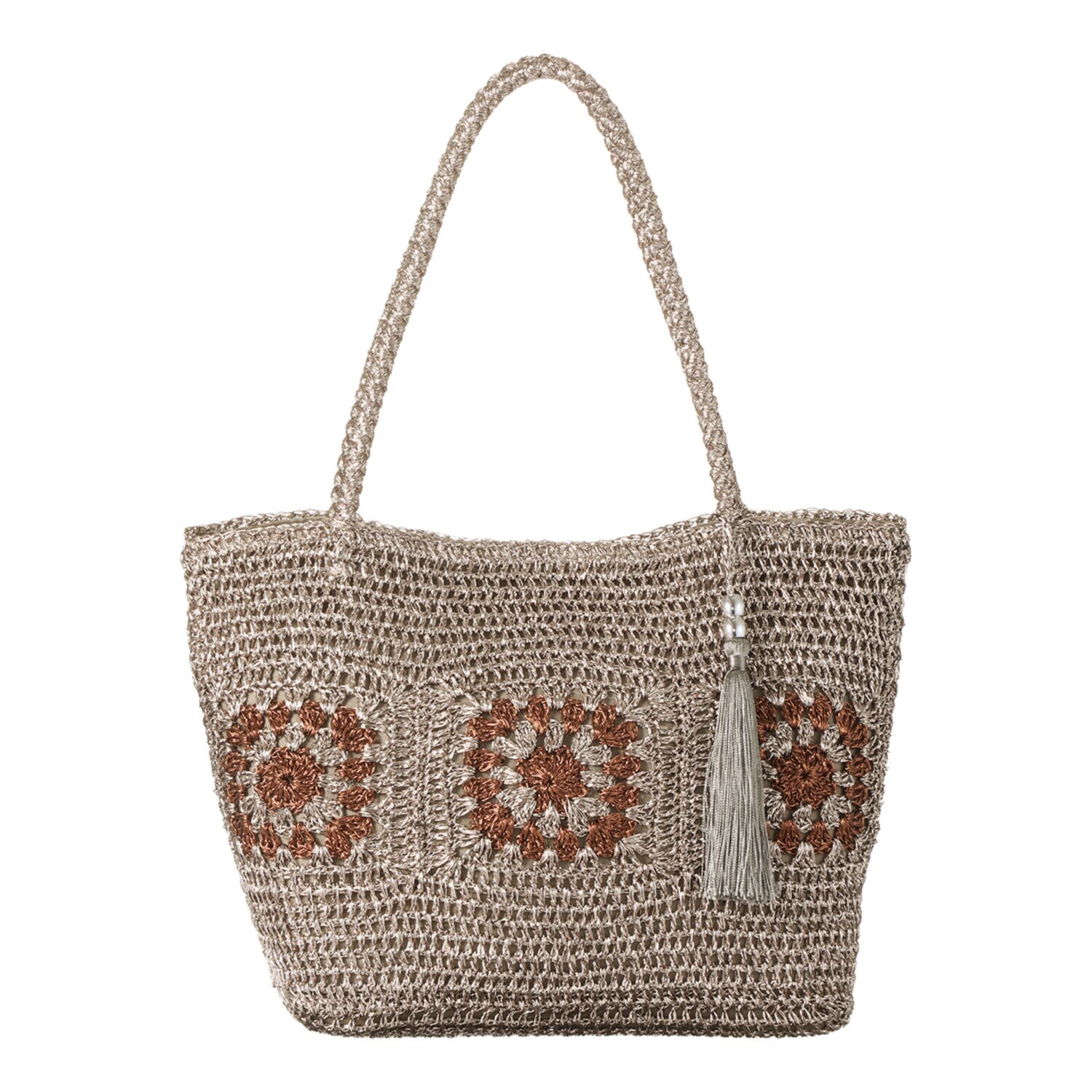 クーコ メタリックヤーン クロシェ編 トートバッグ