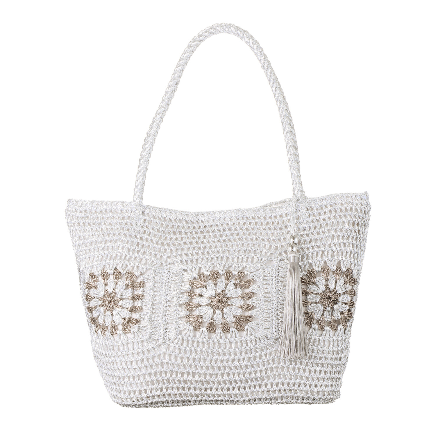 クーコ メタリックヤーン クロシェ編 トートバッグ