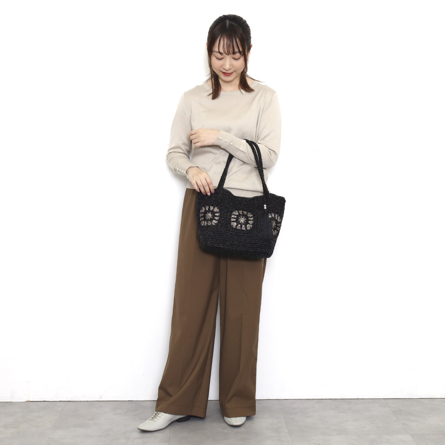 クーコ メタリックヤーン クロシェ編 トートバッグ