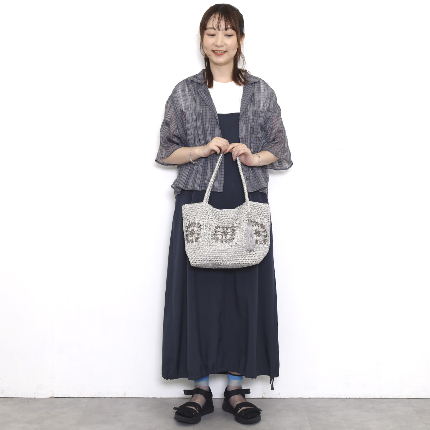 クーコ メタリックヤーン クロシェ編 トートバッグ