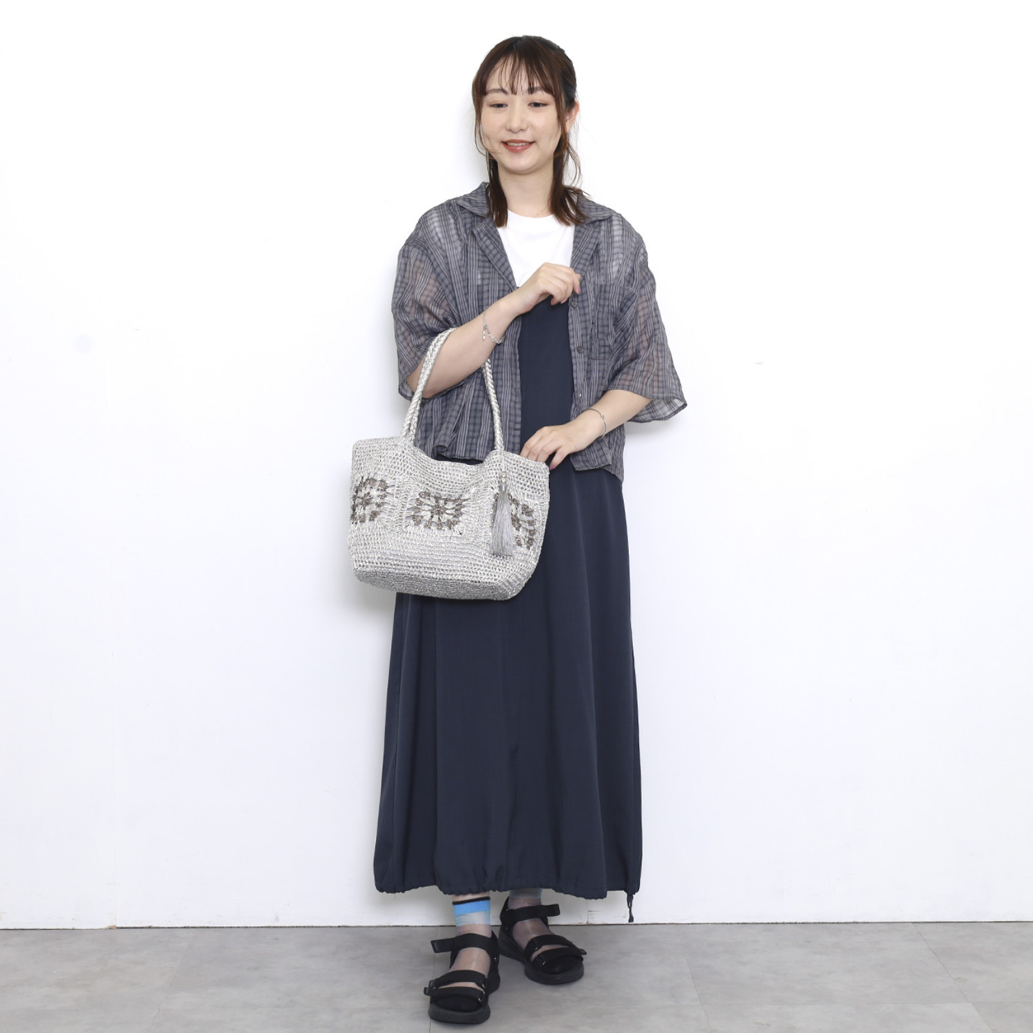 クーコ メタリックヤーン クロシェ編 トートバッグ