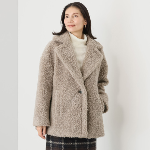 メリオン 軽くて暖かい ウール混ボア ミドル丈コート メリオン 軽くて暖かい ウール混ボア ミドル丈コート