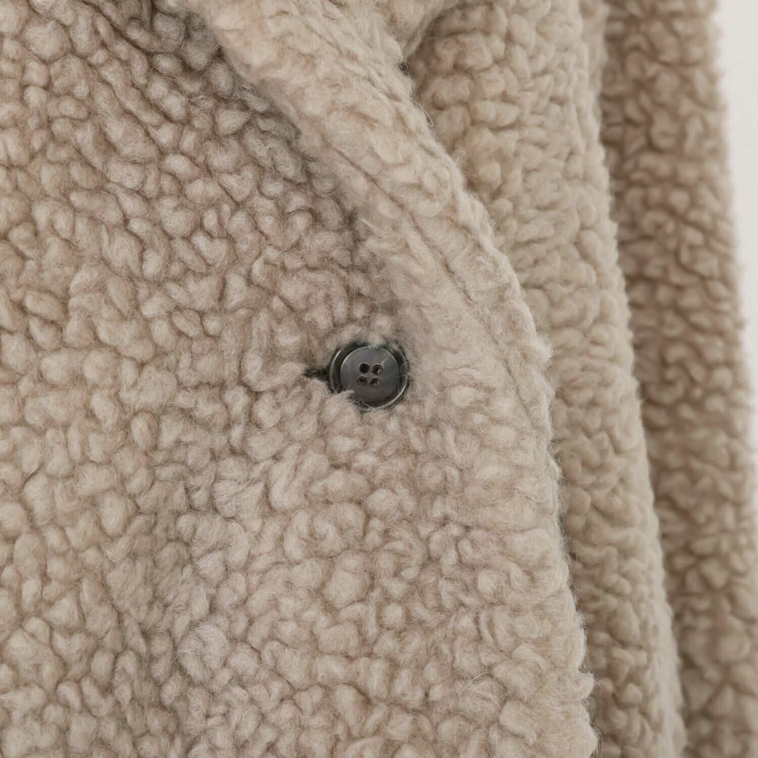 メリオン 軽くて暖かい ウール混ボア ミドル丈コート