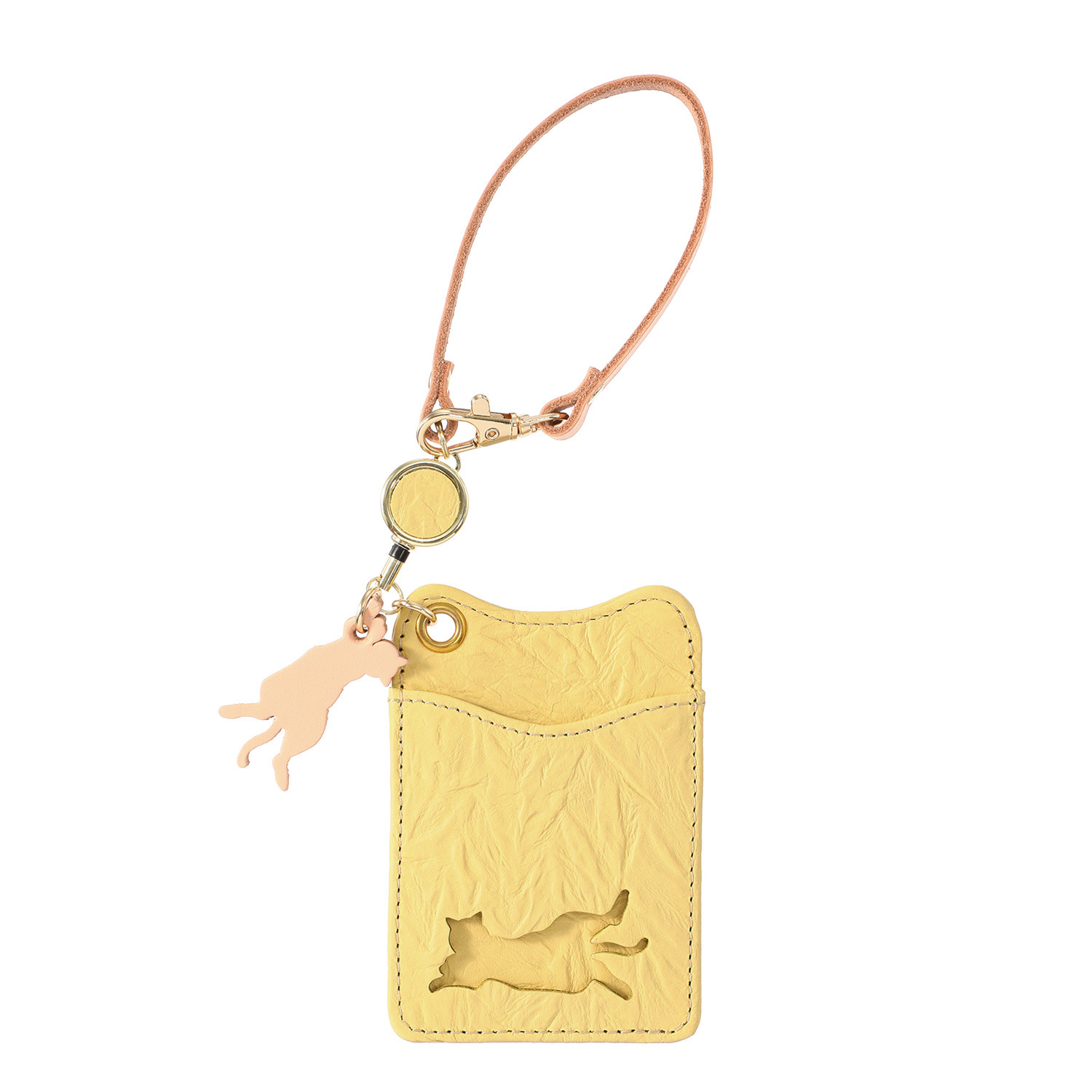 アオネコ ネコ型リール付 パスケース ＜保護ネコ寄付チケット 　５００円分付＞