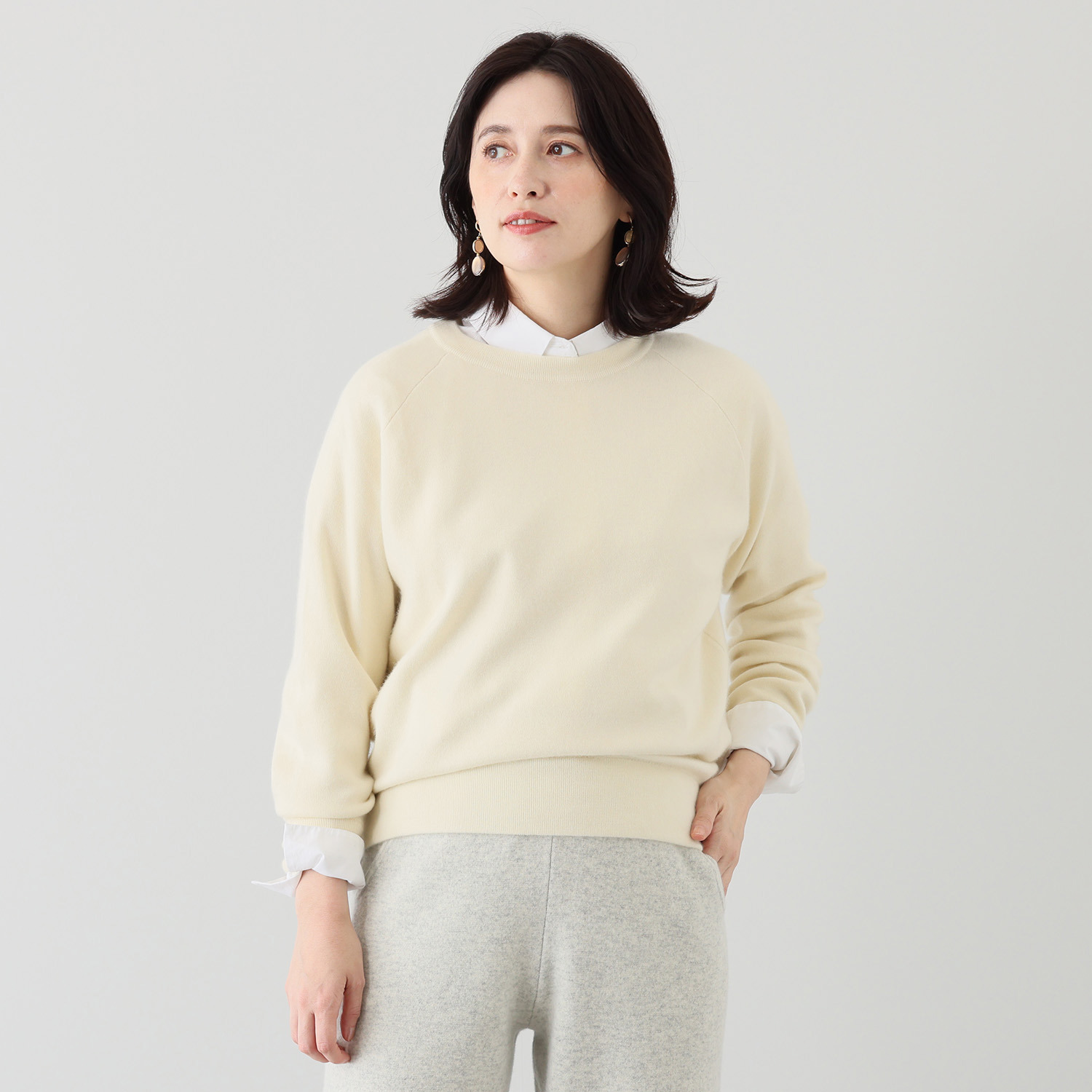 タルマス カシミヤ１００％ ダブルジャガード スウェットプルオーバー