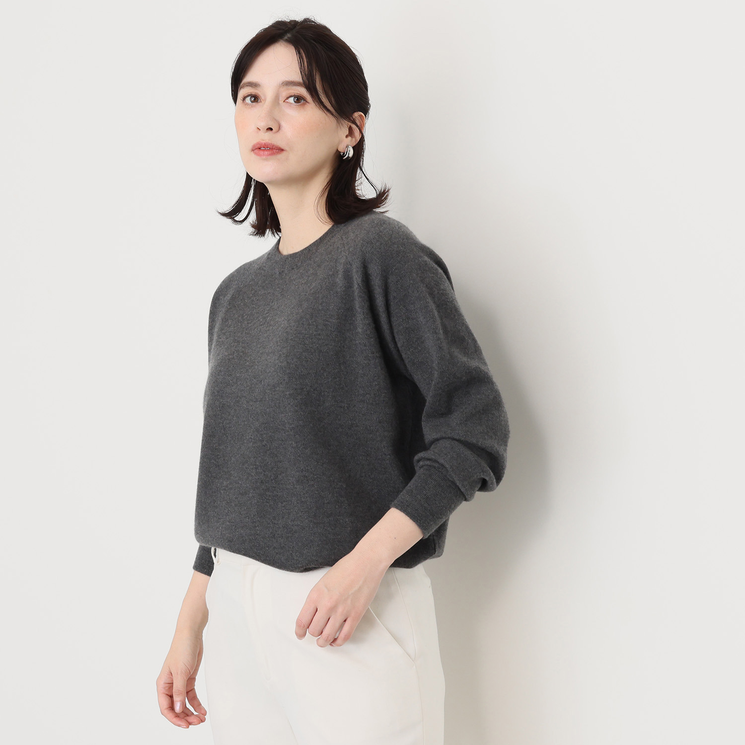 タルマス カシミヤ１００％ ダブルジャガード スウェットプルオーバー