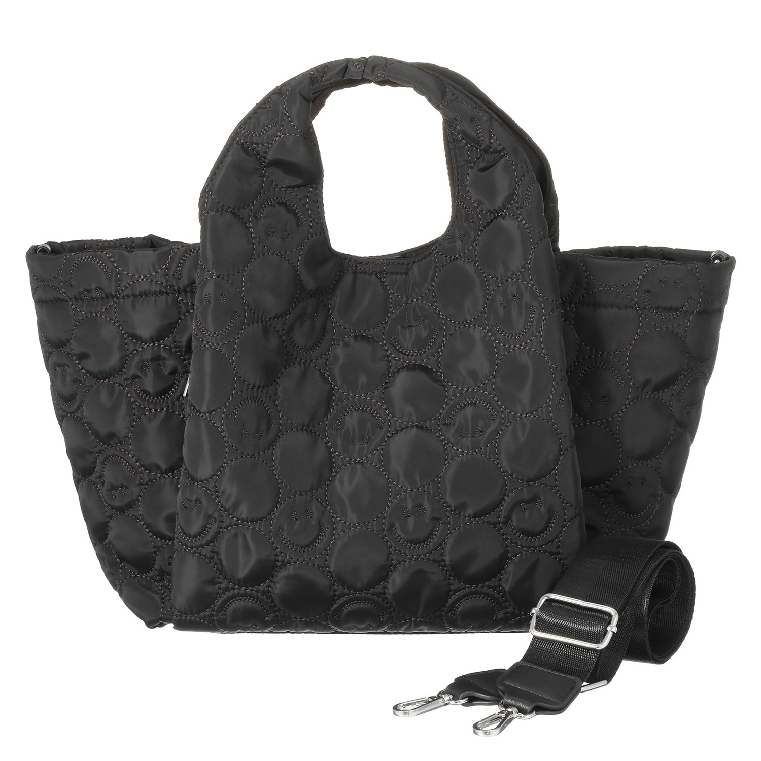 クーコ スマイリーフェイス キルトデザイン 多機能 ２ウェイトートバッグ