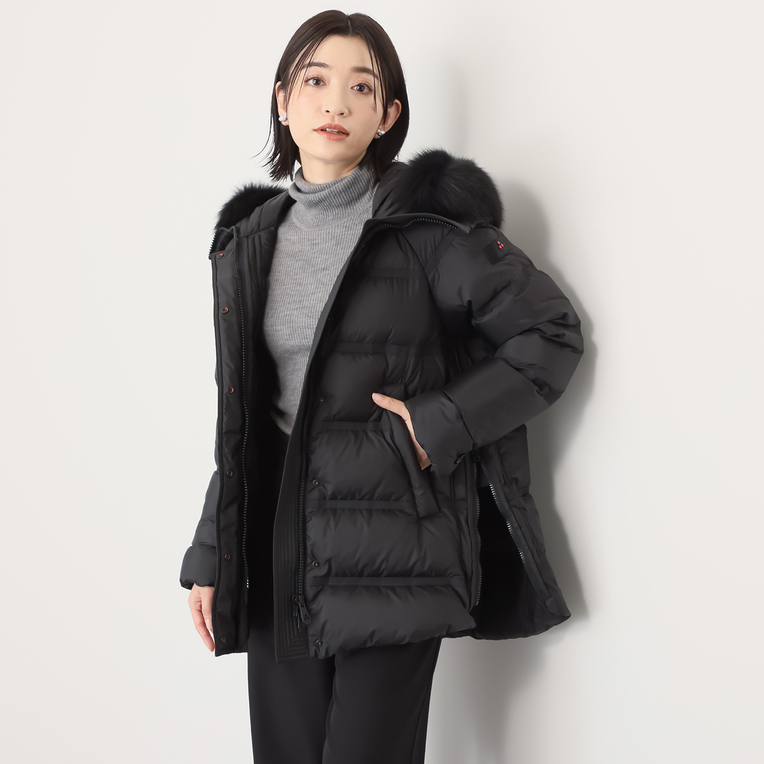 ピューテリー 贅沢フォックスファー付 ミドル丈ダウンコート