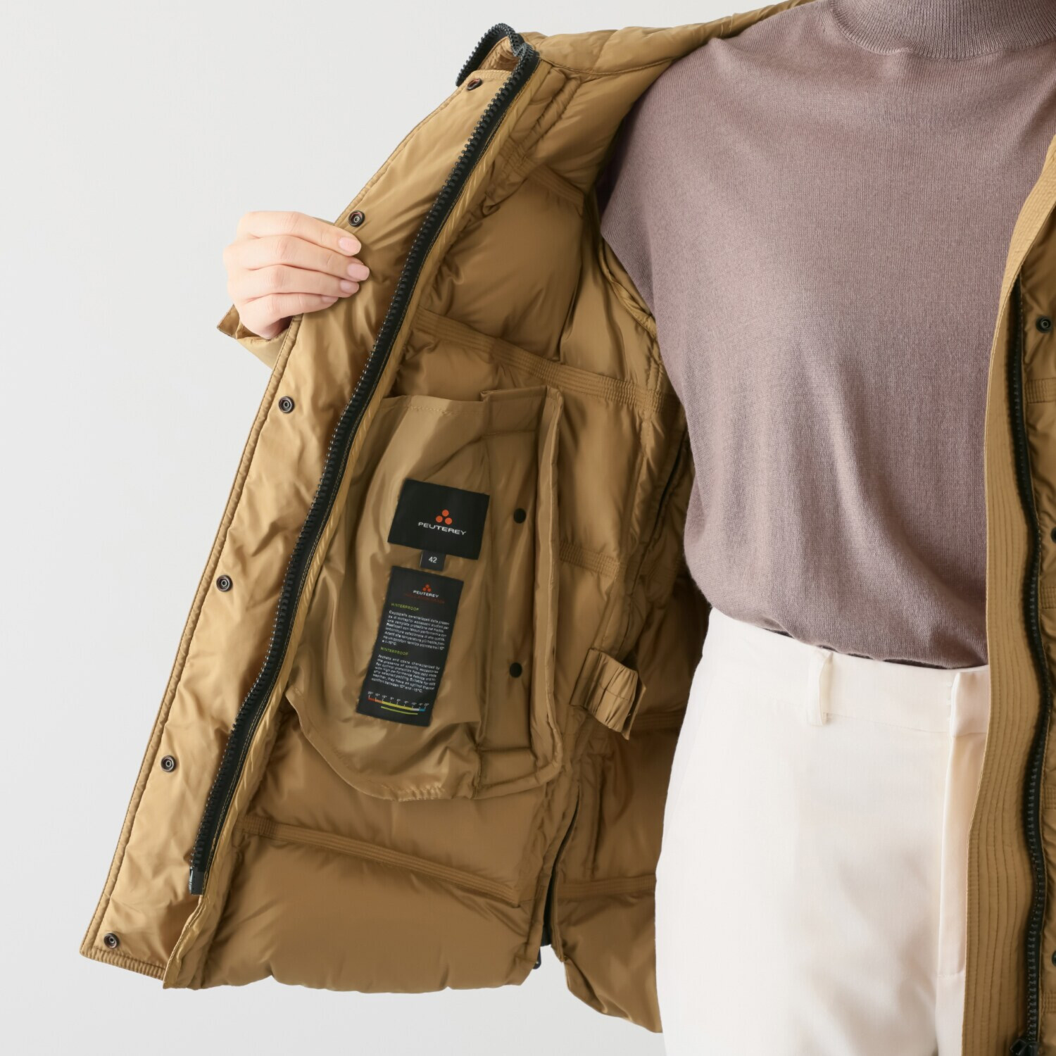 ピューテリー 贅沢フォックスファー付 ミドル丈ダウンコート