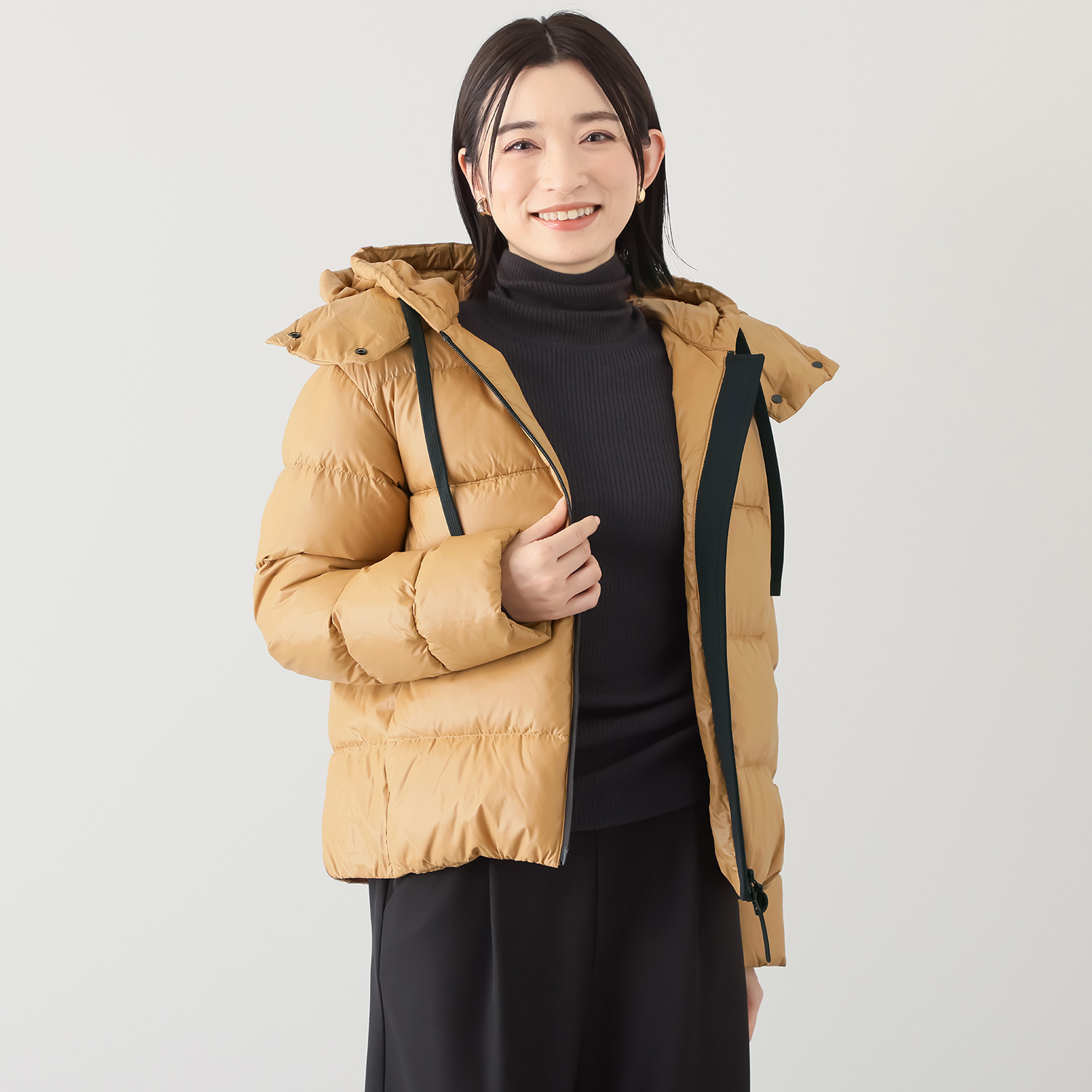 ピューテリー 類を見ない！ ダブルフード ショートダウンジャケット