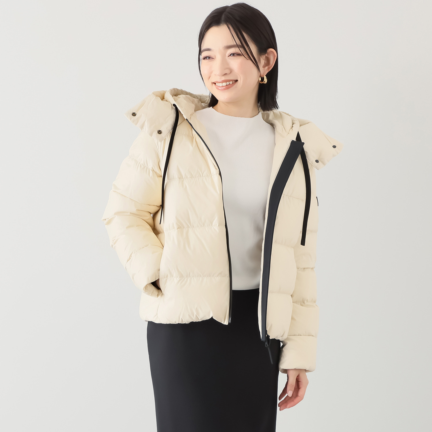 ピューテリー 類を見ない！ ダブルフード ショートダウンジャケット