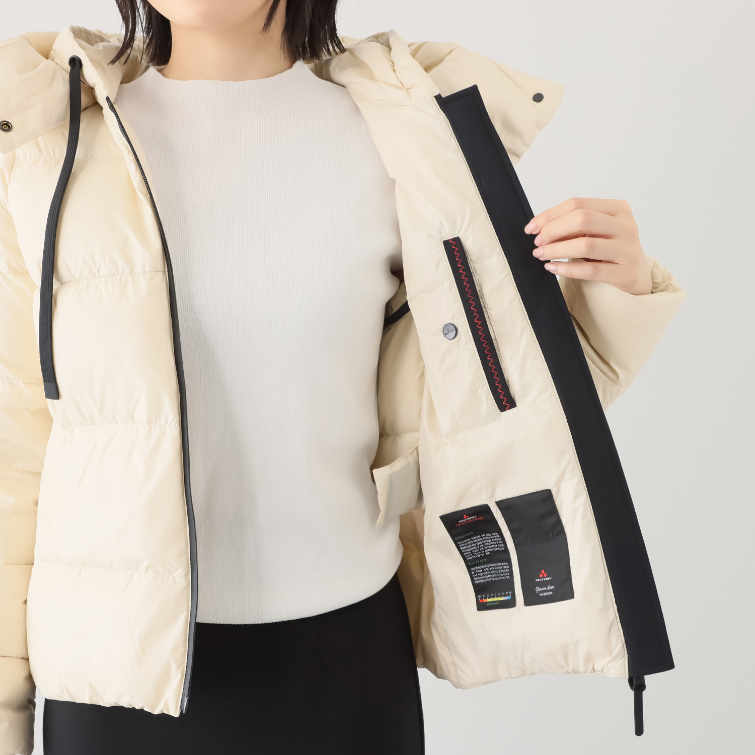 ピューテリー 類を見ない！ ダブルフード ショートダウンジャケット