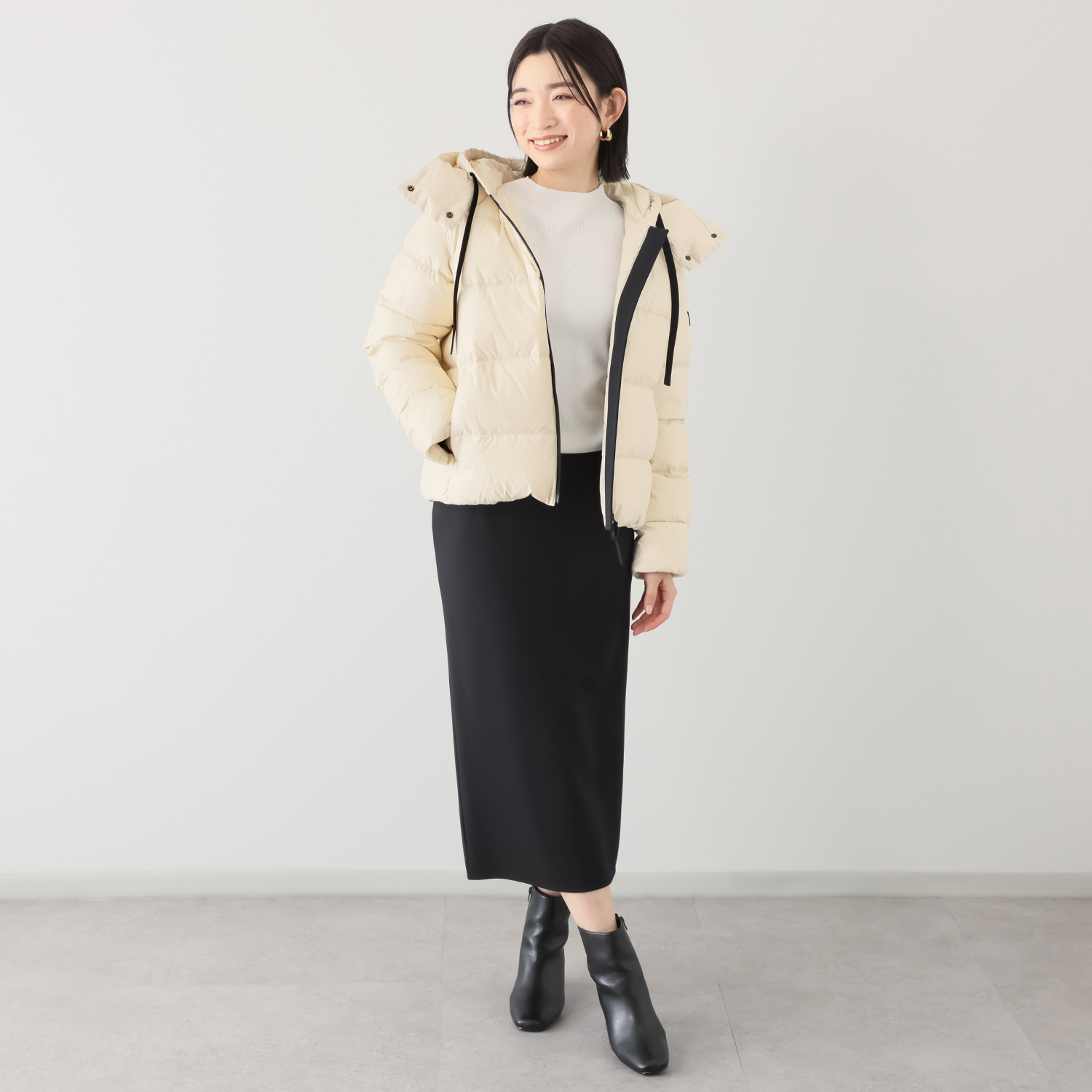 ピューテリー 類を見ない！ ダブルフード ショートダウンジャケット