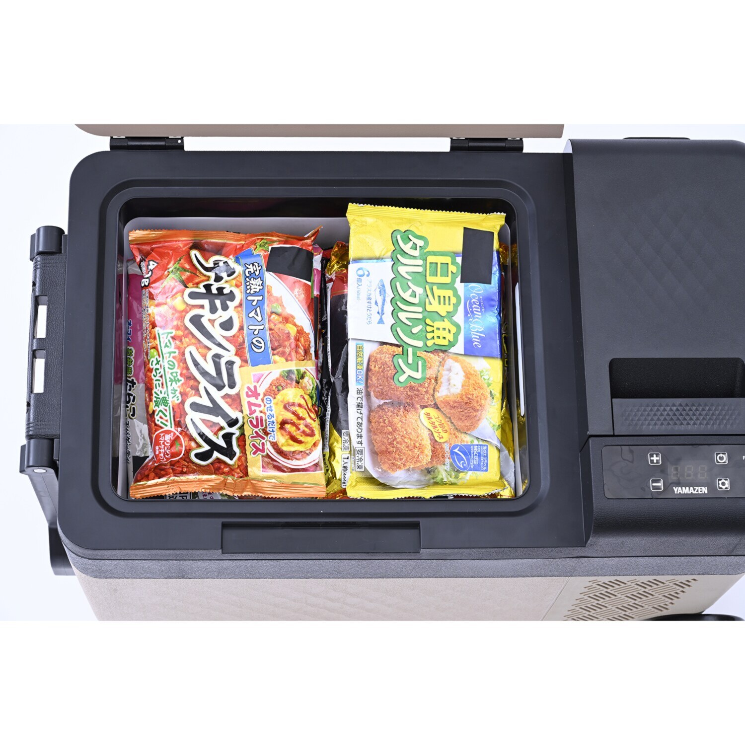 ＹＡＭＡＺＥＮ 食品のまとめ買いに活躍！ お家でも車でも使える キャスター付 ポータブル冷凍冷蔵庫 大容量２５リットル ＜リサイクル回収無し＞