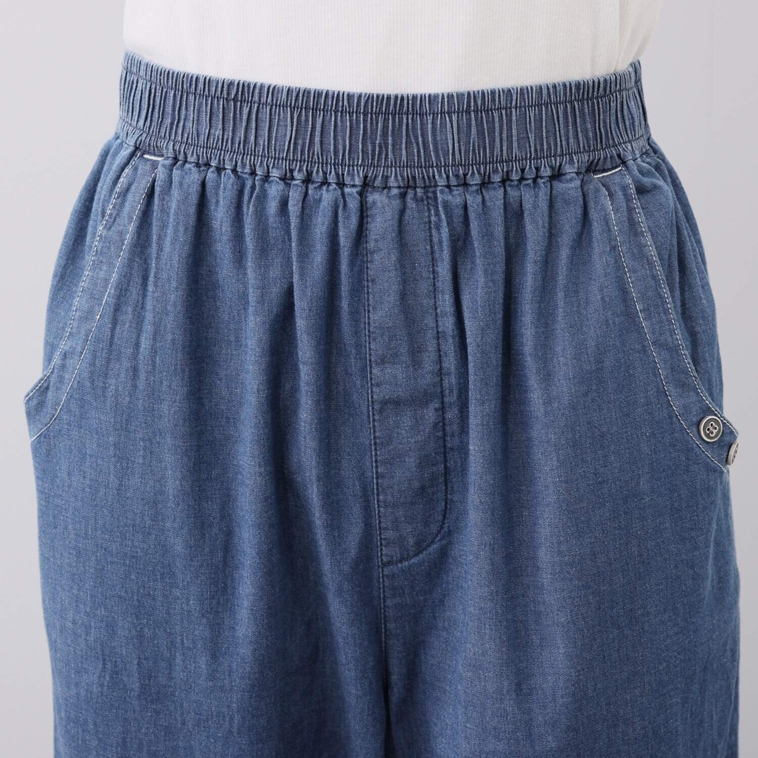 ラ・シュシュ さらさらストレッチデニム ふんわりコクーンパンツ