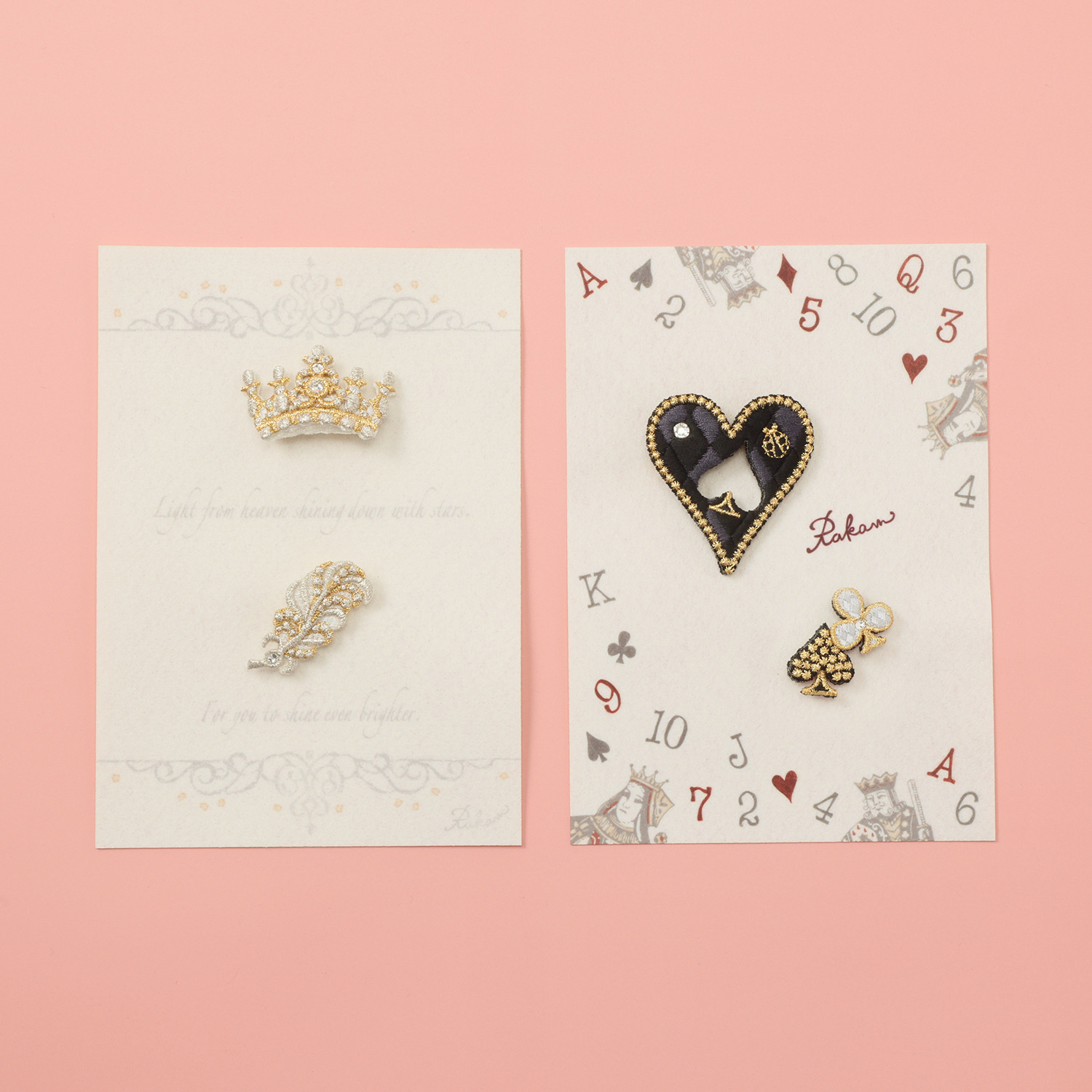 ラカム お楽しみ袋 日本製　手作業組み立て 立体刺しゅうブローチ ４点セット