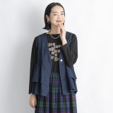 オン　ザ　エッジ ライトなデニムで スタイルアップ 切り替え２段フリルが新鮮 ユースフルベスト